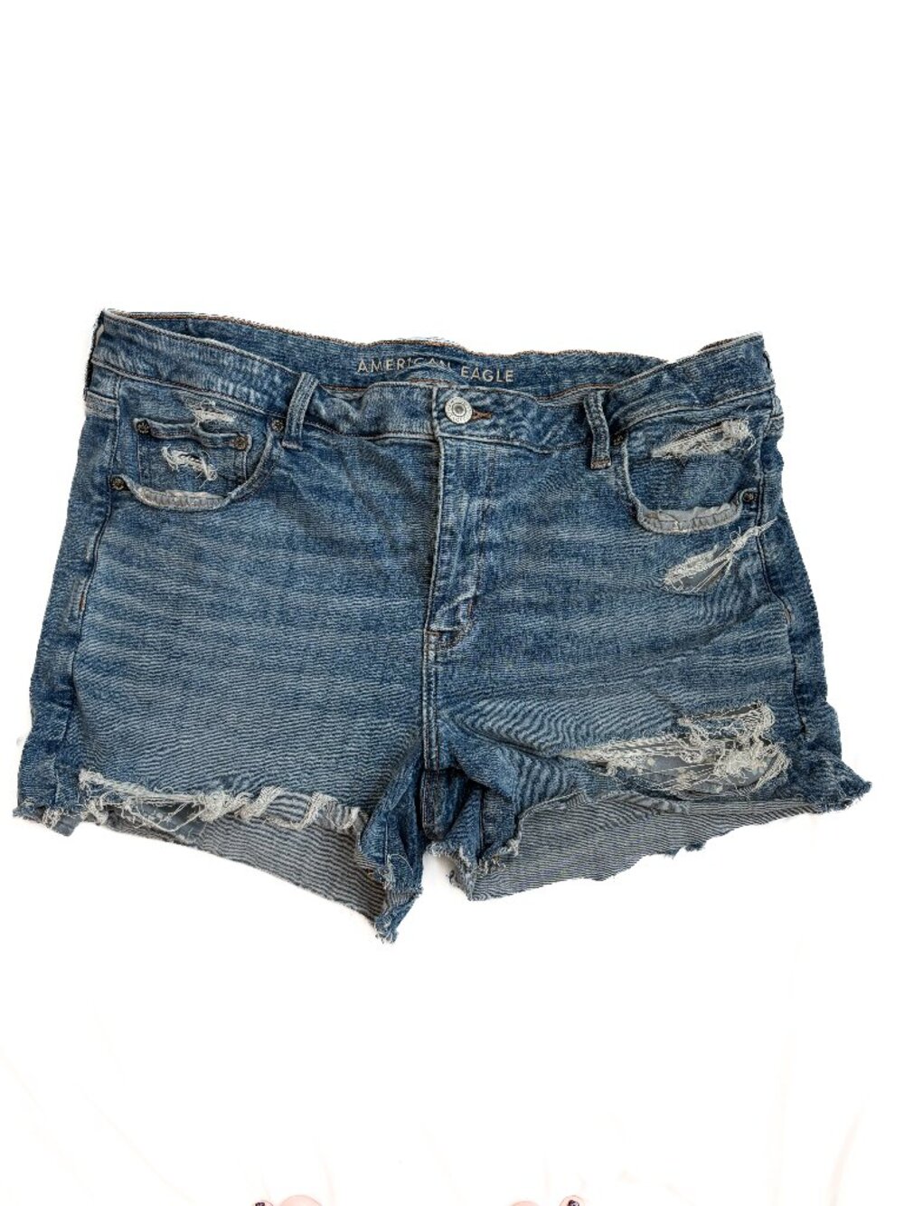 American Eagle Next Level Stretch Distressed Cutoff Denim Shorts Size 18